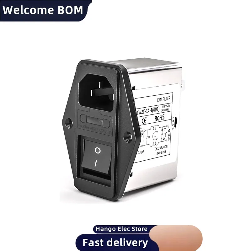 Enhanced IEC Power Filter with Light Switch and Safety - 220V EMI Interference Control