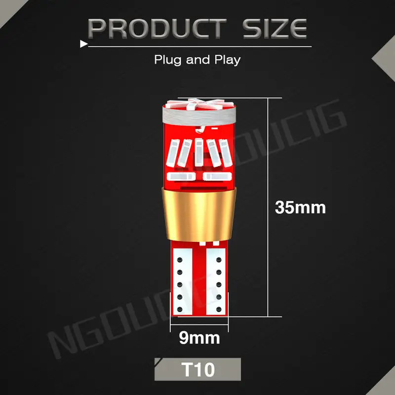 NGOUCIG 2PCS Led T10 Bulb Interior W5W 194 License Plate Reading Side Marker Dome Car Signal Lamp Parking Light Truck 12V 24V - Image 5