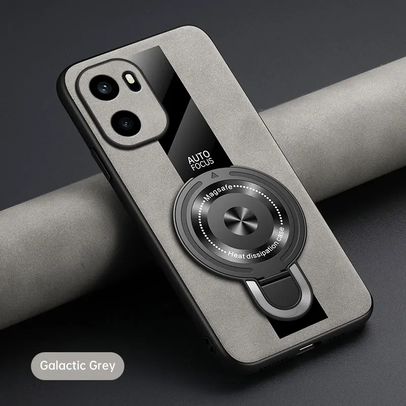 Luxury Shockproof Silicone Leather Case with Magnetic Ring Holder