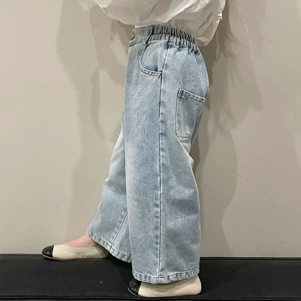 Cotton Girls Pants Elastic Waist Ankle Length Loose Straight Clean Solid Soft Comfortable Girls pants,girls trousers,kids pants