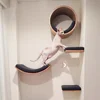 Wall Mounted Cat Tree Wooden Shelves Scratching Posts Climbing Cat tower Hammock With Solid Floating Perches Steps and Ladder 2