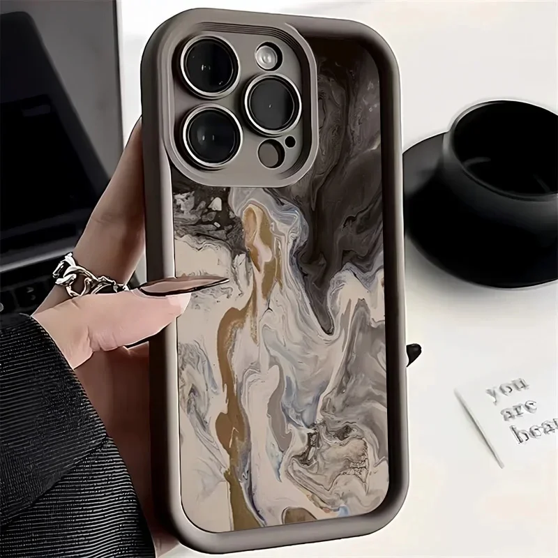 Elegant Black Gradient Watercolor Shockproof Silicone Phone Case