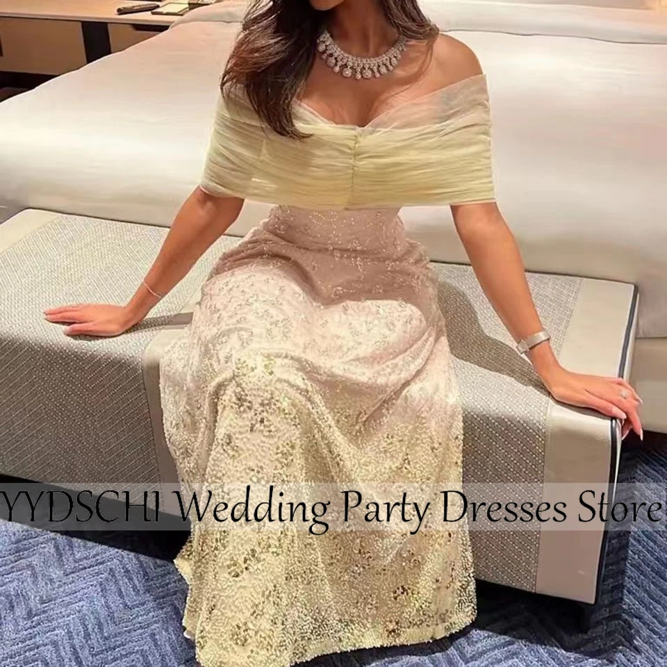 

2023 Evening Dresses Dubai Party Dresses Necking Prom Dresses Ankle-length With Short Sleeves Elegant Party Dress For Women