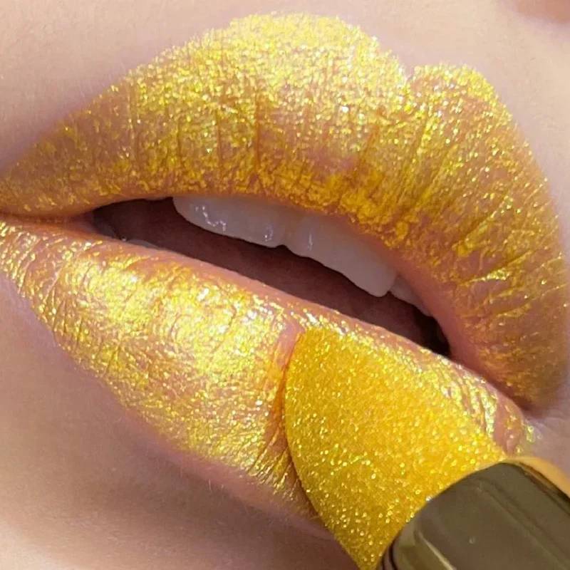 

1PC Gold Glitter Lipstick Waterproof Pearlescent Glossy Sexy Shiny Red Lip Gloss for Moisturizing Lips Makeup Cosmetics 7 Colors
