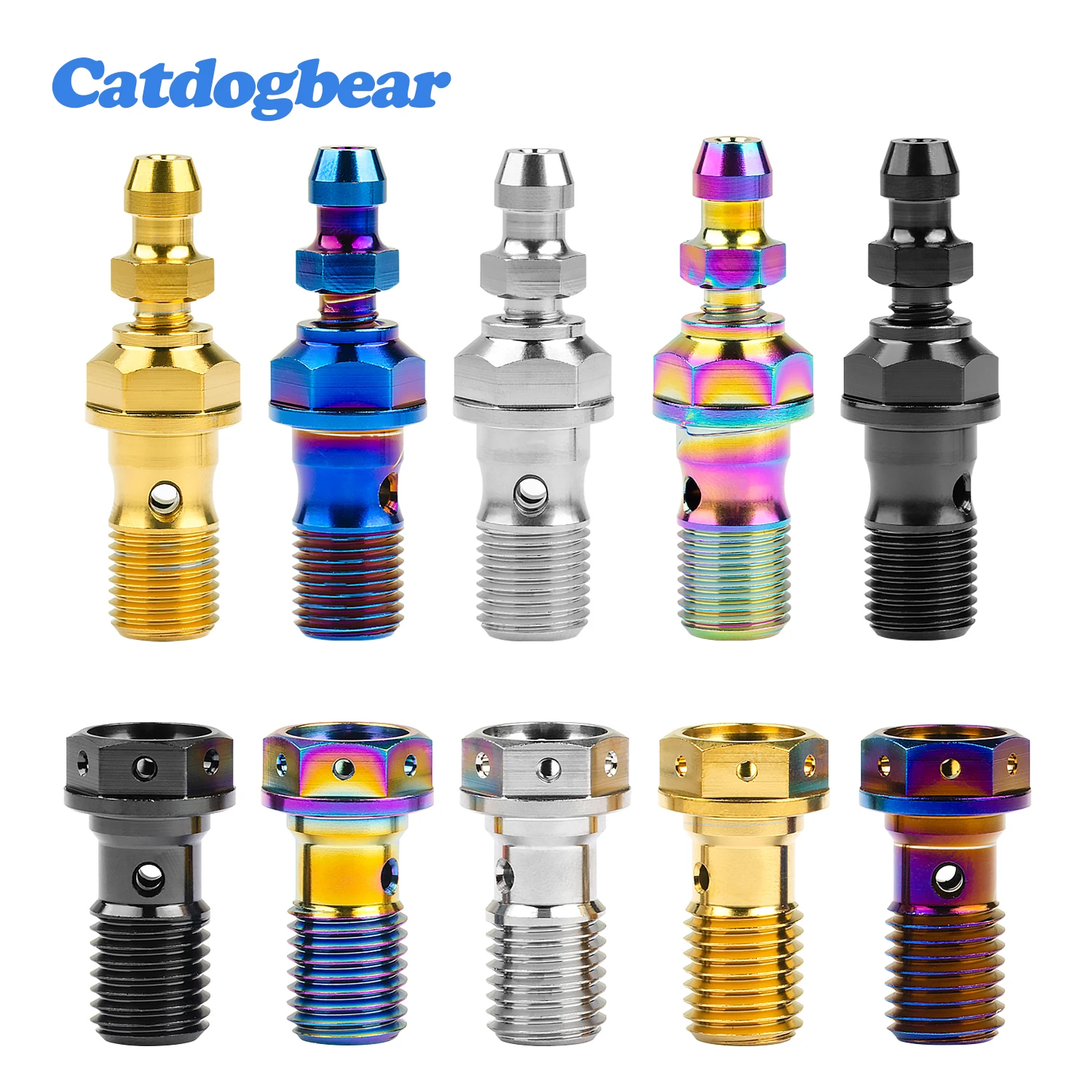 Catdogbear-titanium Banjo Parafuso para Brembo Brake Lin Único Furo Parafuso de Embreagem com Válvula Sangradora M10x1.0 1.25 mm
