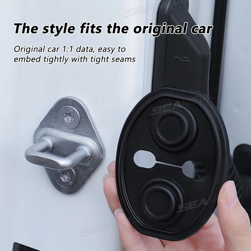 4pcs Silicone Car Door Lock Buckle Mute Shock Absorbing Cushion Elastic Anti-Collision Car Door Latch Protection Cover