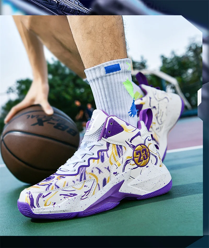 Description Picture 5 of item2024 Basketball Shoes for Men Sneakers New Boys Brand Thick Sole Non-slip Sports Shoes Tennis Basketball Trainer Shoes