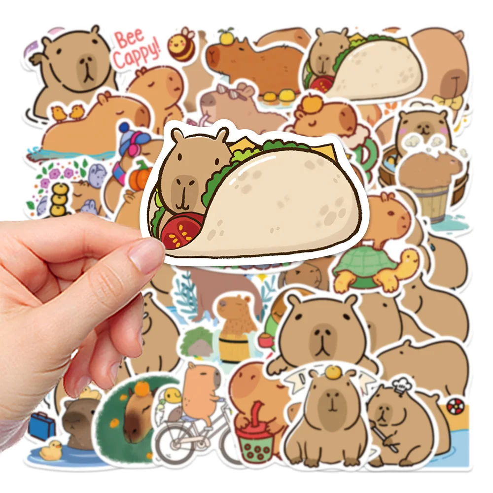 10/30/50PCS Cartoon Cute Capybara Graffiti Waterproof Sticker Personalized Decoration Creative Refrigerator Skateboard Wholesale