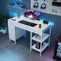 47-Inch Computer Desk with 6 Drawers and Storage Shelves, Home Office Gaming Study Table for Bedroom Living Room 4
