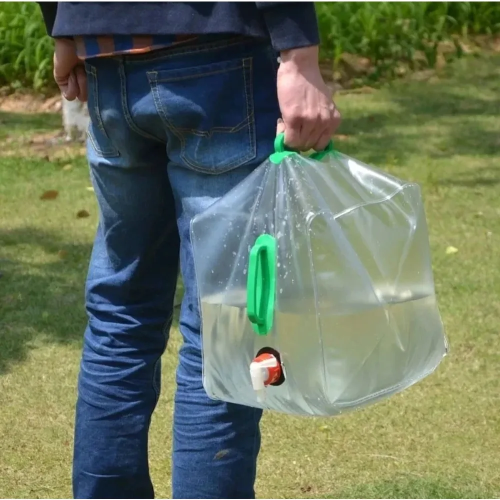 10L/20L 야외 접이식 물주머니 대용량 휴대용 물주머니 대형 컨테이너 주전자 플라스틱 버킷 캠핑 장비 용품