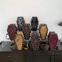 Women Coffin Satchel Purse Strap Adjustable Gothic Coin Purse PU Leather Spider Coffin Bag Y2K Cellphone Bag Halloween Candy Bag
