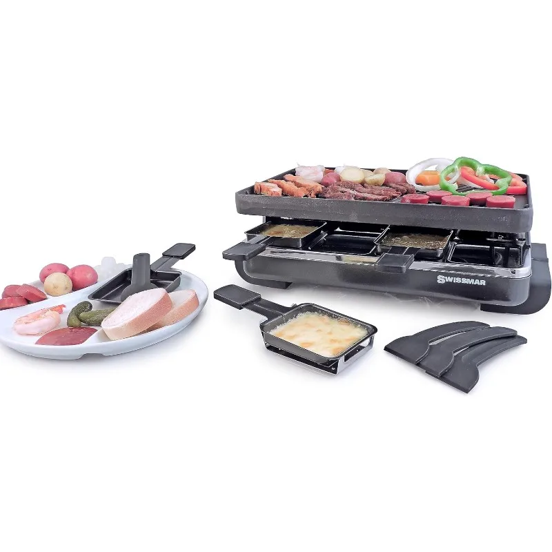 Swissmar KF-77040 Classic 8-Person Raclette with Reversible Cast Iron Grill Plate/Crepe Top, Black 3