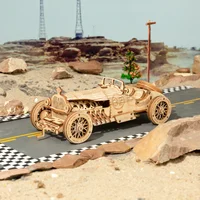 Robotime Rokr Classic Car 3D Wooden Puzzle Train Army Jeep Heavy Truck Vintage Car 1:15 Scale Model Building Kits for Kids 2