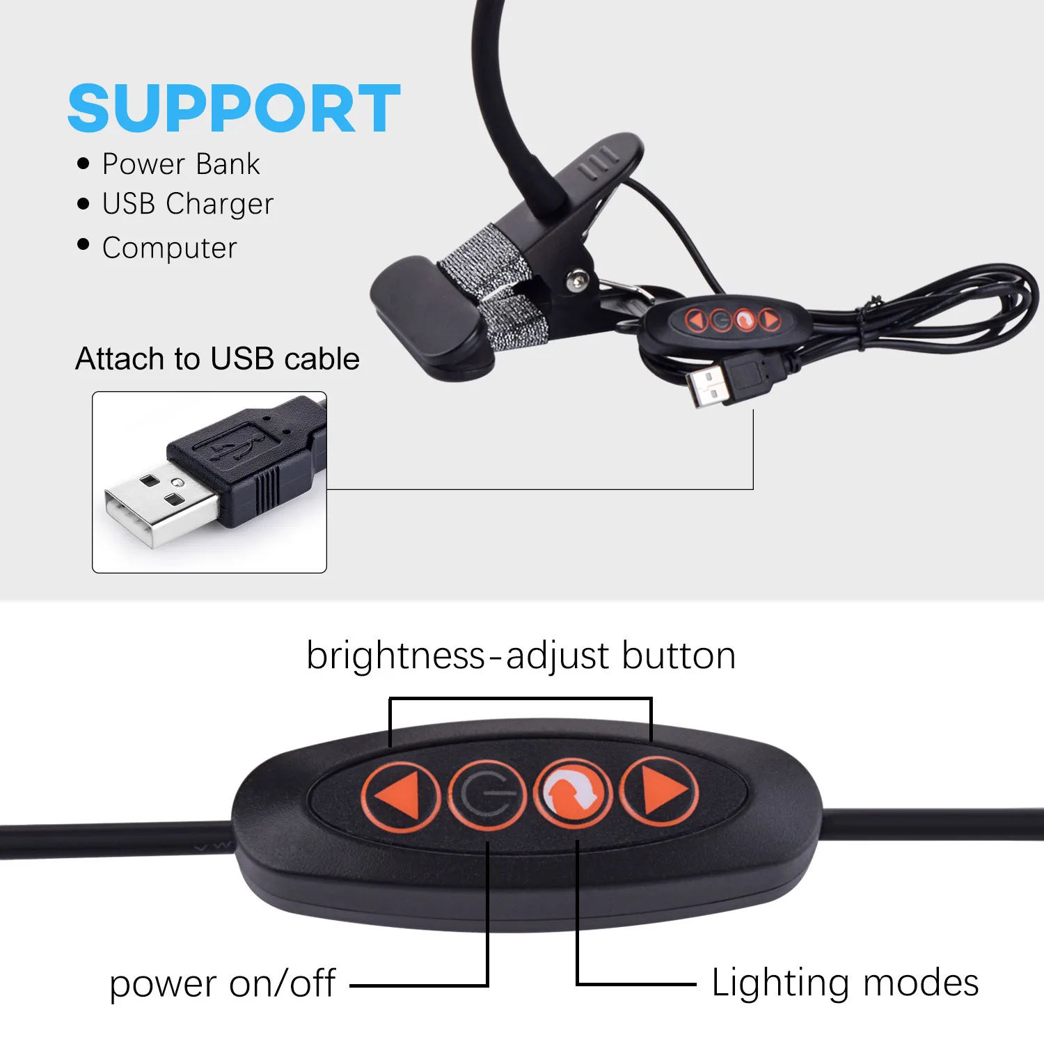 5W LED Clip on Desk Lamp with 3 Modes 11 Brightness  2M Cable Dimmer 14 Levels Clamp Table Lamp 4