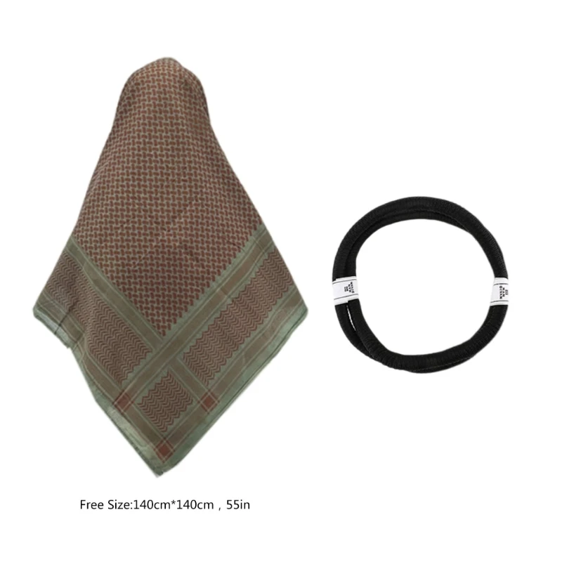 1 세트 아랍 스카프 하이틴 전술적으로 헤어 밴드가있는 Shemagh 스카프 야외 전술적으로 Keffiyeh 스카프 다목적 Headscarf