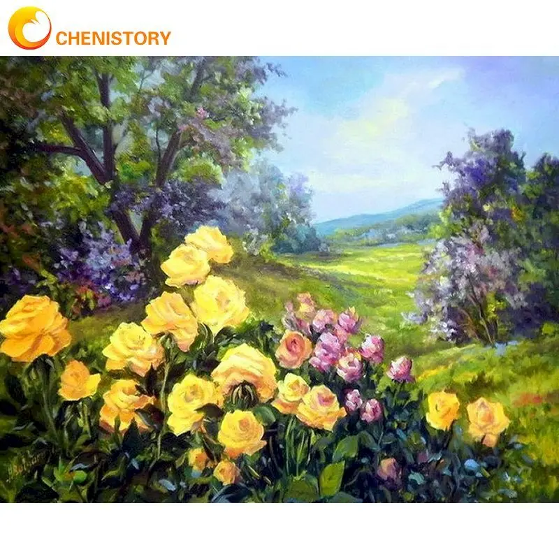 

CHENISTORY Yellow Flowers Painting By Numbers With Frame 40x50cm Drawing Coloring By Numbers For Home Wall Decors Diy Gift