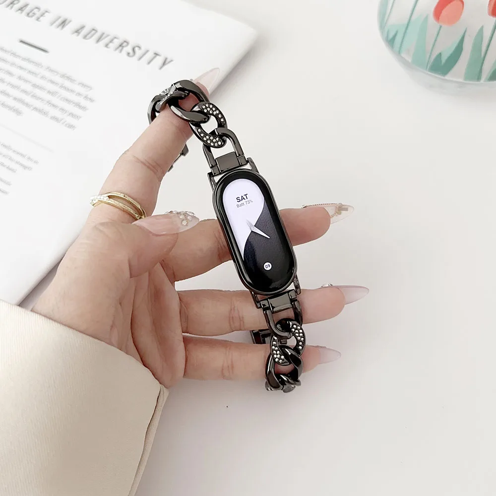 Silver Bling Luxury Metal Bracelet for Women - Dressy Chain Strap for Smart Bands