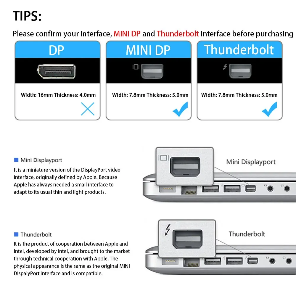 Mini DP Thunderbolt DisplayPort TO DVI VGA HDMI-compatible Adapter