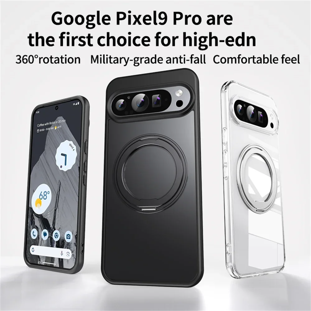 360° Rotating Magnetic Metal Stand Shockproof Case with Wireless Charging Compatibility