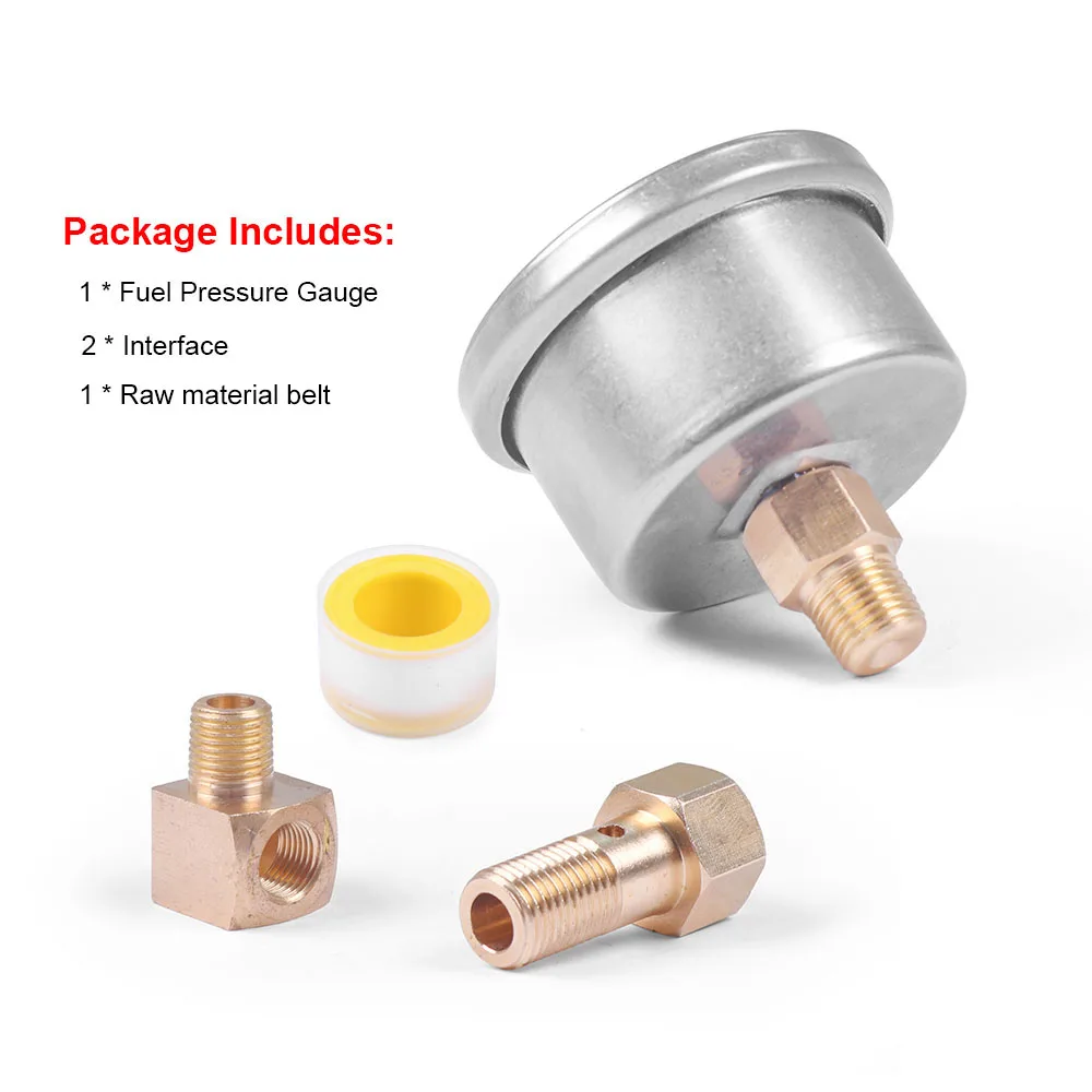 Three Colors New Aluminum Car Fuel Pressure Gauge with 2 Copper Connectors For Honda Civic CRX Acura Fuel Pressure Gauge