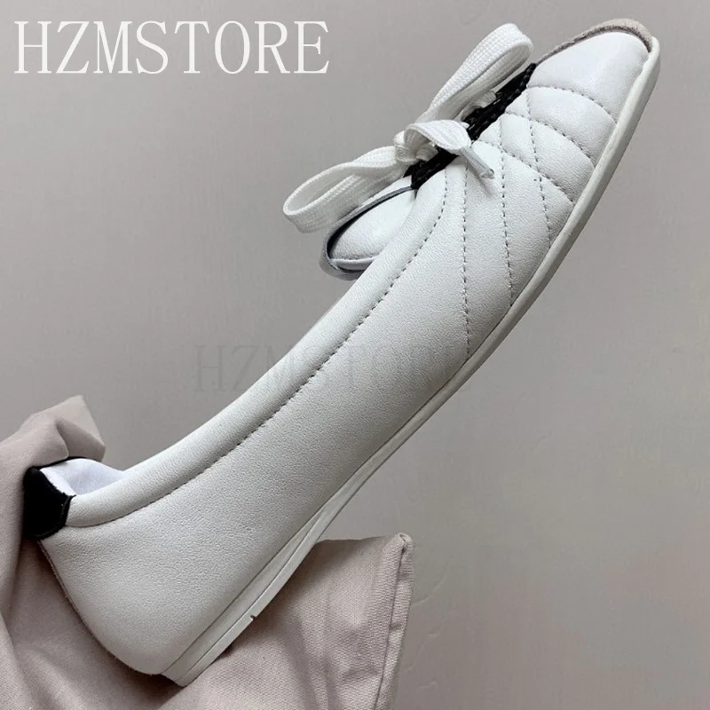 

Genuine Leather Round Toe Lace Up Casual Shoes Women's Casual Versatile Flat Shoes Spring Daily Comfortable Walking Shoes 2024
