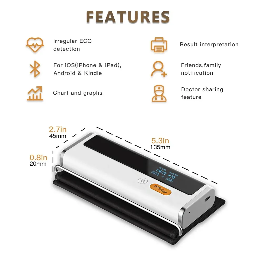Bluetooth blood pressure monitor with electrocardiogram monitoring function and heart rate pulse upper arm blood pressure monito