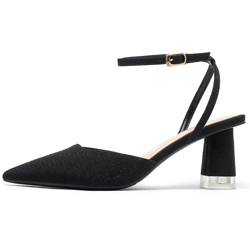 Zapatos de tacón alto con tiras cruzadas y punta puntiaguda para mujer de primavera 2022