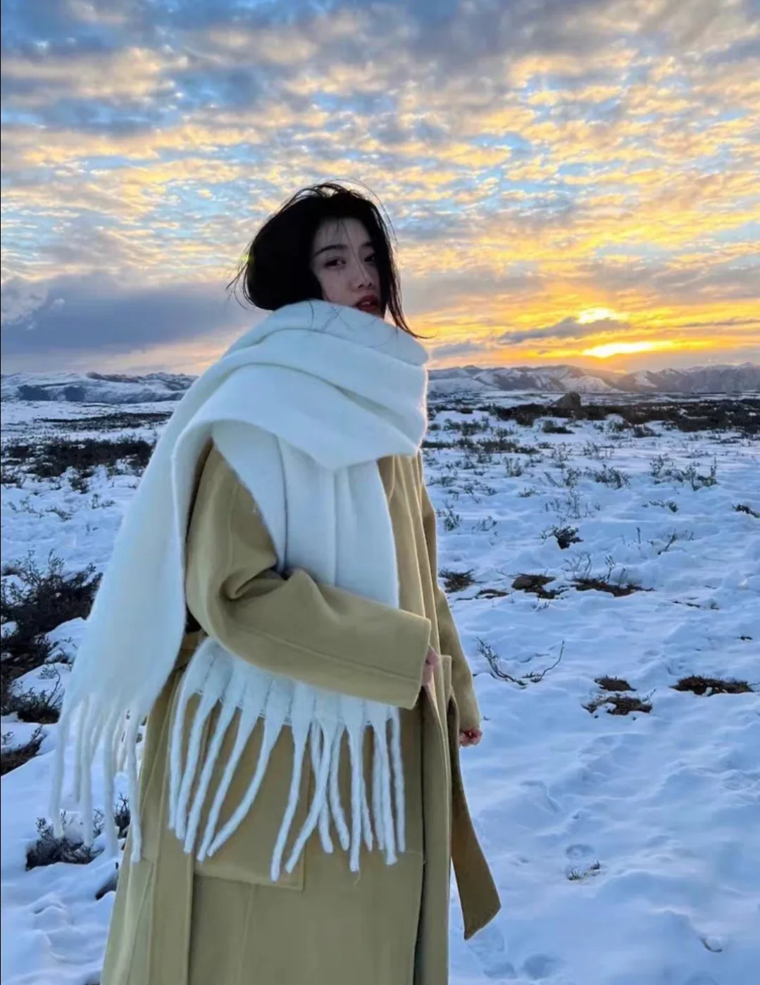 Fashion 12 Colors Mohair Scarf Women Men Thickened Solid Color Shawl Tassel Shawl Lovers Scarf Winter Warm Thickened Accessories