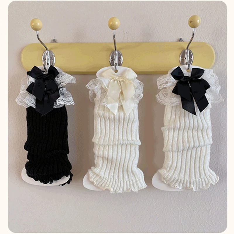 Lace Bows Leg Warmers for Toddler Girl Lovely Warm Leggings Knitted Leg Covers