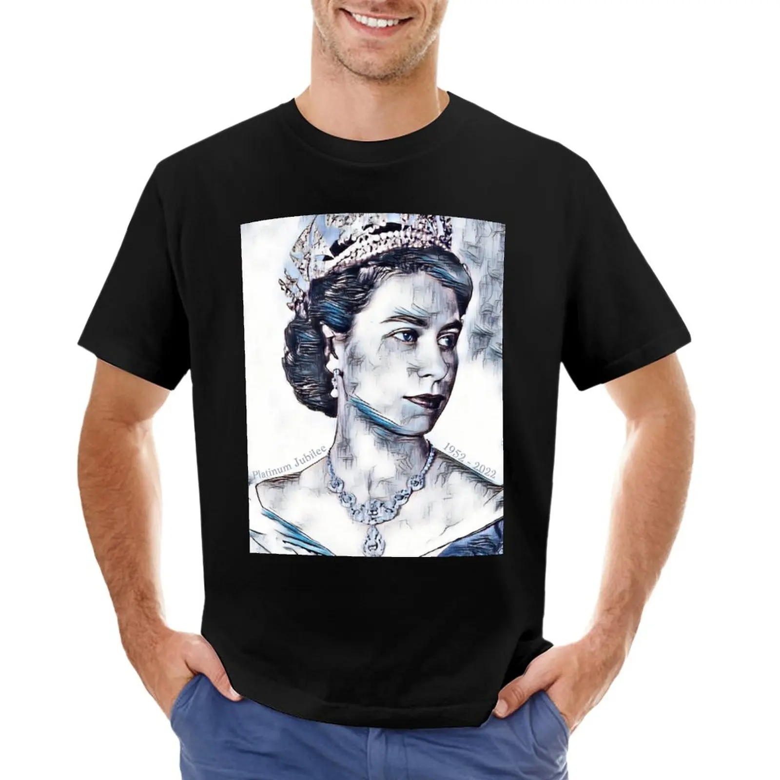 The Queen Platinum Jubilee 2022 Original Sketched Design T-Shirt Plus Size Abbigliamento Anime Abbigliamento Vintage Maglietta Da Uomo Grafica