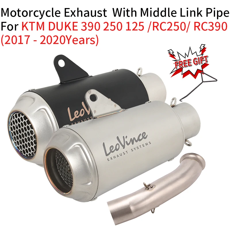 

51mm Motorcycle Leo Vince Exhaust System Muffler Escape Modified Mid Link Pipe For KTM DUKE 125 250 390 RC390 RC250 2017 - 2020