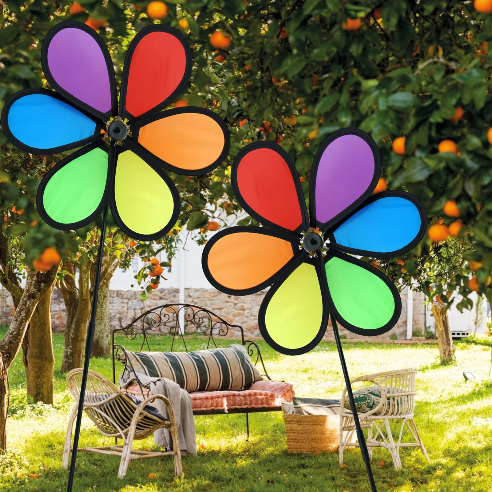 5-1pcs Sunflower Windmill Spinner Colorful Flower Spinners Portable Outdoor Garden Decor Lawn Yard DIY Windmill Cloth Kids Toy
