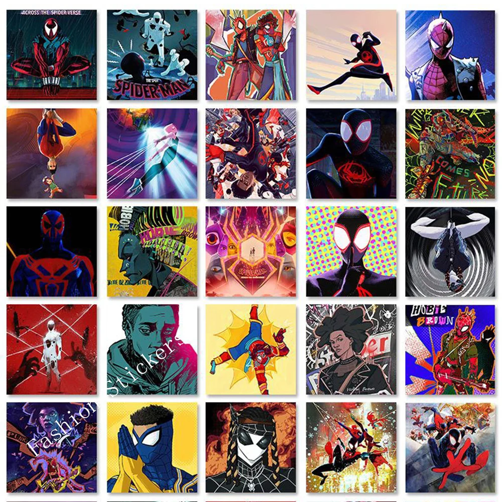 10/20/40/80pcs Disney Marvel Spiderman: Across the Spider-Verse Stickers for Kids Cool Anime Decals Toy Laptop Phone Car Sticker
