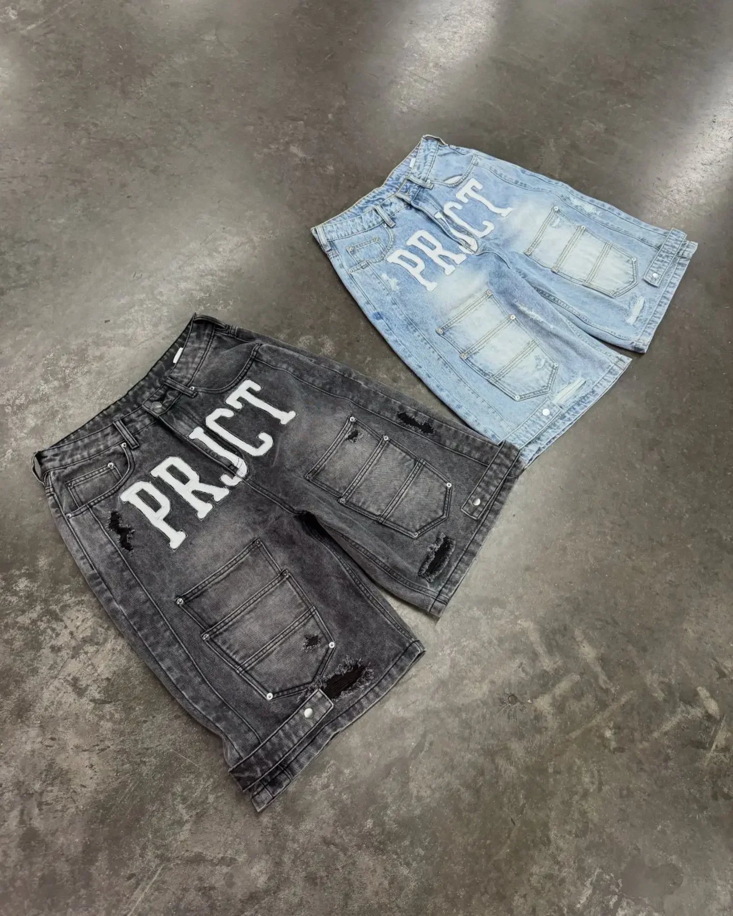 Denim Shorts Summer Jeans Shorts Street American classic multi-pocket loose denim shorts ins punk high waist washed simple denim straight mid-length pants y2k