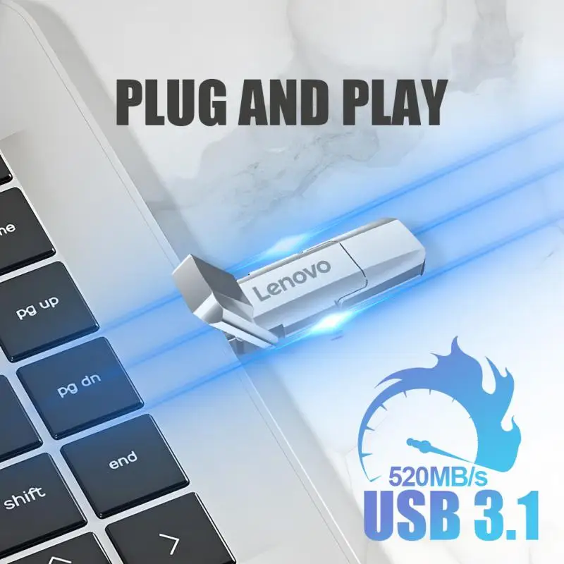 Lenovo 2TB 1TB 512GB USB Drives Type-C 2-IN-1 Pen Drive For PC Smartphone