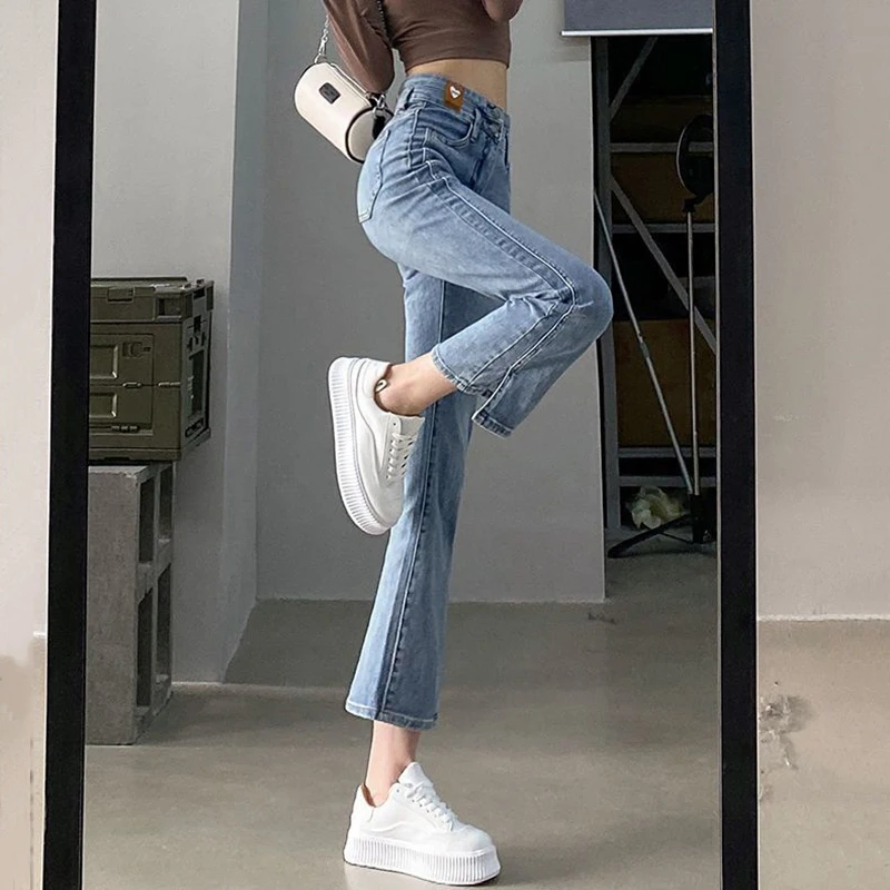 Spliced Denim Trousers Flared Jeans Women's Clothing Flare Pants High Waist  Pants Women Straight Leg Jeans Y2k 2022 Trend Cargo - Jeans - AliExpress