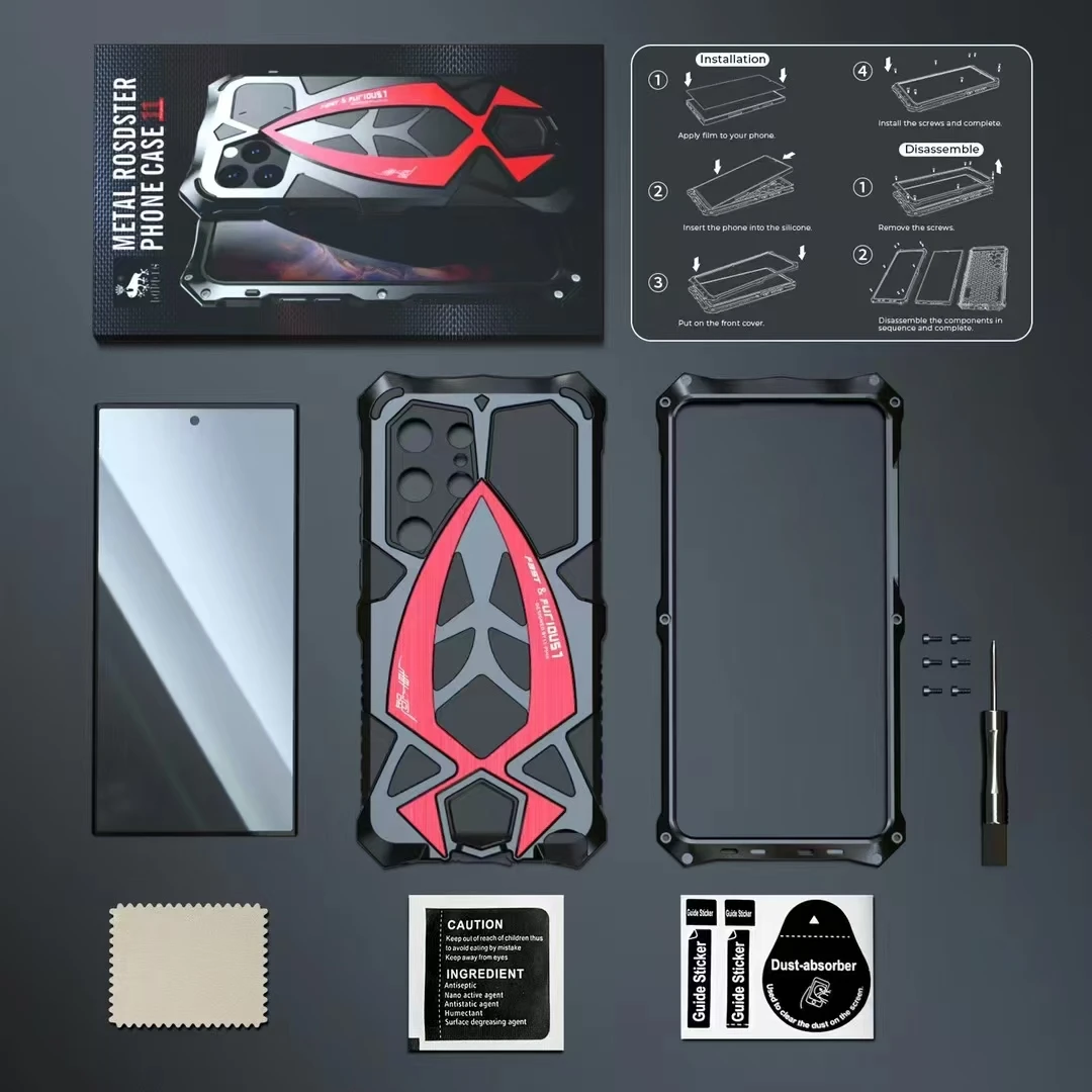 Metal Bumper Armor Hybrid 360 Heavy Duty Shockproof Full Body Case