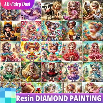 Résine fée poussière AB 5D bricolage diamant peinture fille fée plein carré perceuse mosaïque Portrait broderie dessin animé fait à la main coffret cadeau 1