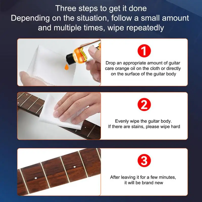 120ml Guitar Care Oil Cleaner Guitar Fretboard Oil Polish Cleaning Kit Portable Guitar Care Oil With Cleaning Cloth Accessories