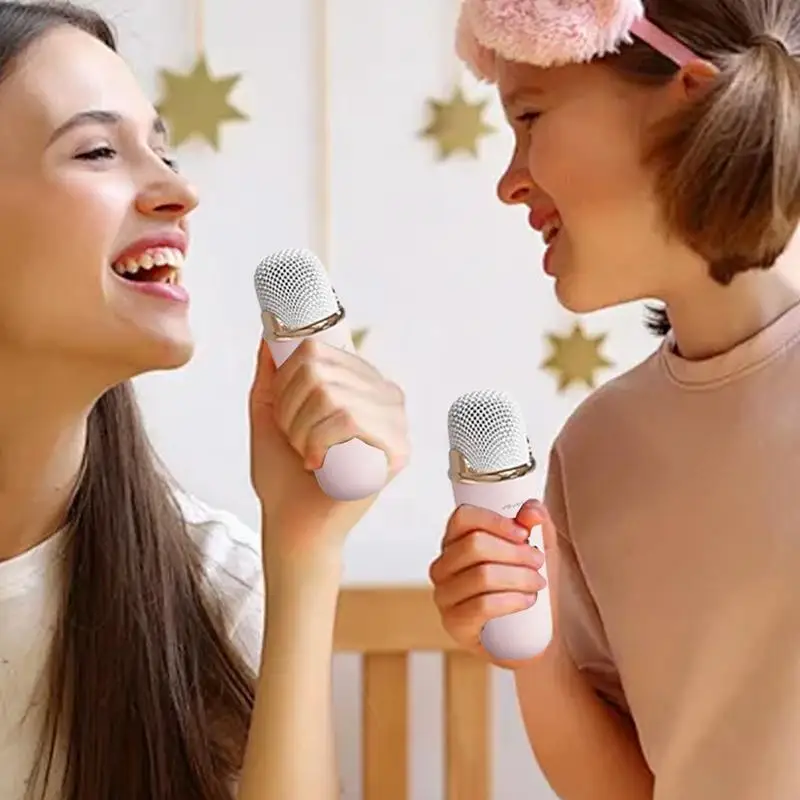 Portable Karaoke Speaker Microphone Small Kids Karaoke Mic Wireless With Charging Cable Home Entertainment Speaker For Women