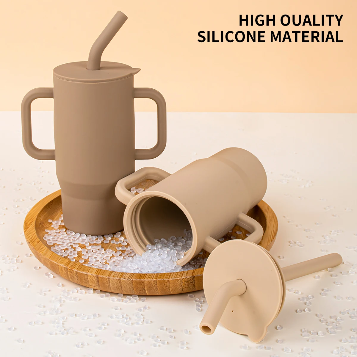 실리콘 240ml  학습용 빨대컵, 이중 손잡이,  훈련용 컵, 식품 등급 누수 방지 어린이 물컵