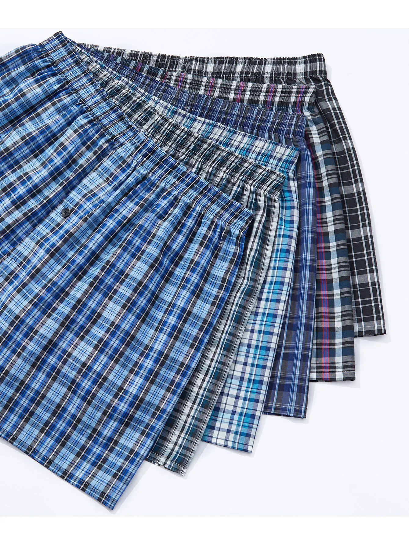 6pcs Men's Boxer Shorts Spring/Summer New Woven Cotton Plaid