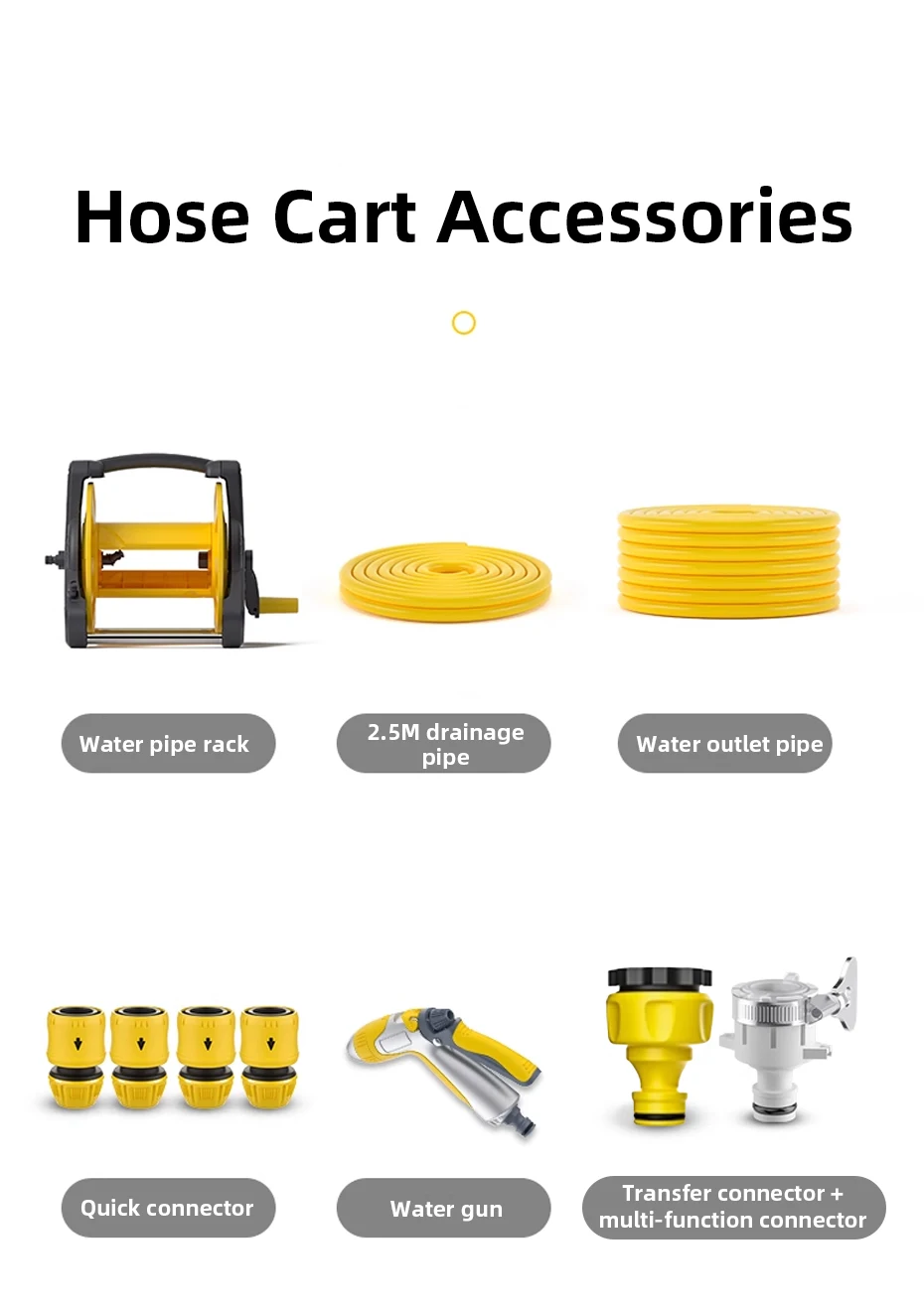 Portable Garden Hose Reel Wall-Mounted Water Hose Rack with 10M/15M Hose Retract
