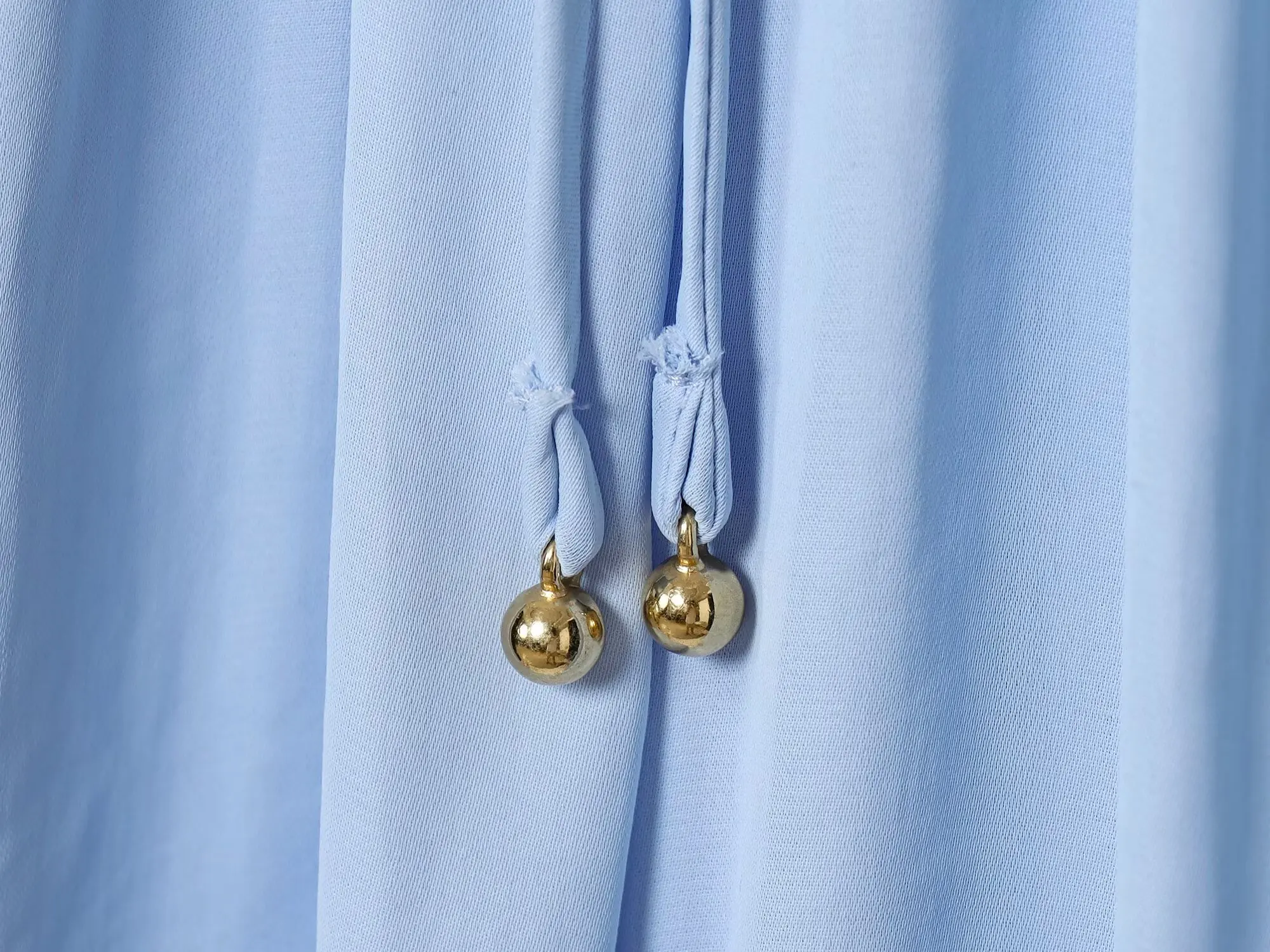 Women'S Blue Blouse Autumn New Vertical Pleated Strap Design Long Sleeve  Pullover French Elegance Loose Edition Drape Blouse