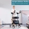 Upright Walker, Stand Up Folding Rollator Walker with  Front Wheels Backrest Seat and Padded Armrests(Champagne) 1