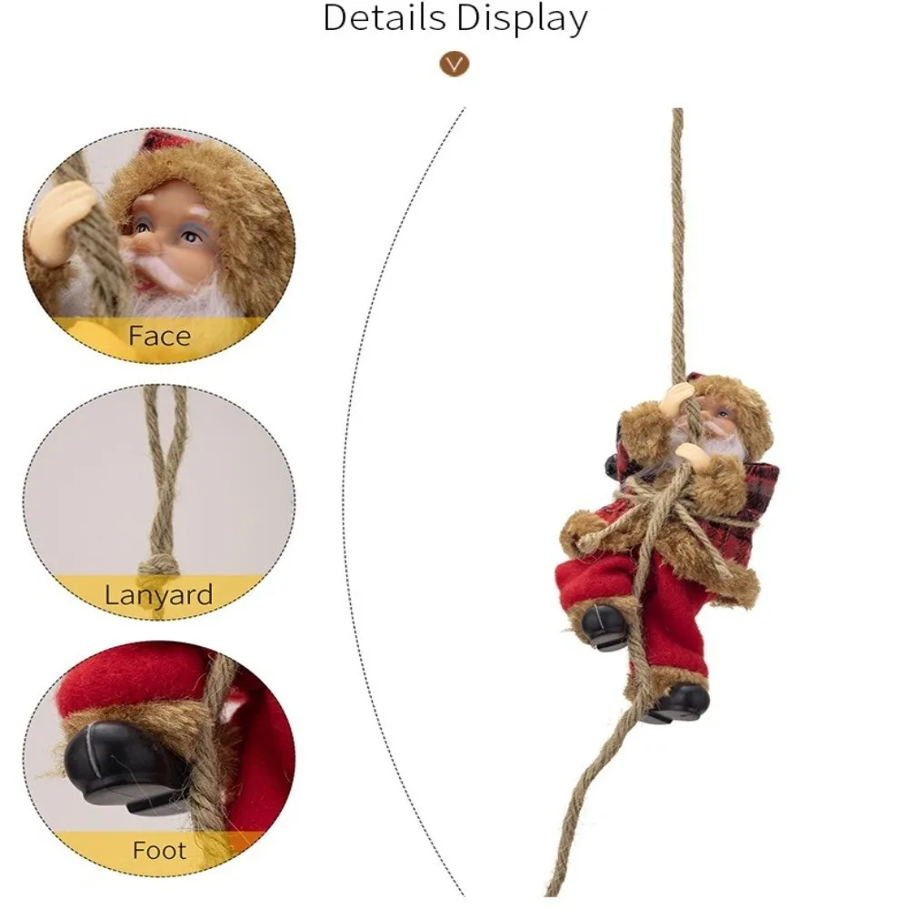 Xmas Decorations Climbing Rope Santa Claus Navidad Gift Statue Santa Claus Hanging Pendants Cartoon Sturdy