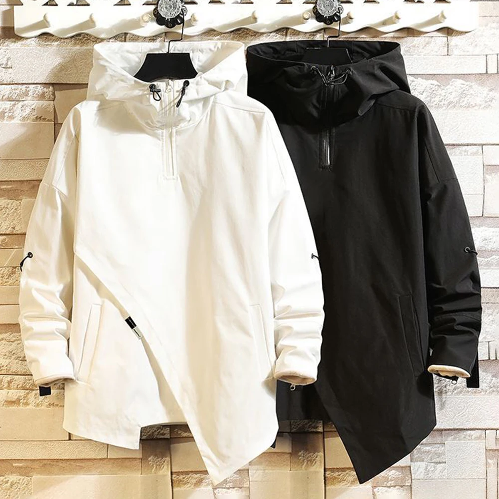 

Men's Mountain Style Jacket Autumn Casual Trend Japanese Style Loose Comfort Simple Solid Color Irregular Workwear Top Jacket