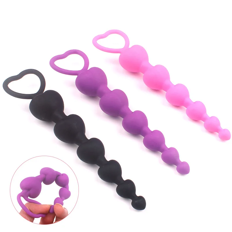 Anal Sex Toys Heart beads Soft Anal Plug anus Toys Big Balls Silicone G-Spot Stimulating Butt Plugs Adult Sex Couple Sexy