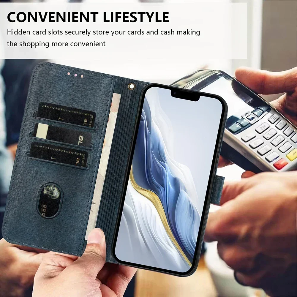 Elegant Retro Leather Phone Wallet Case - High-Quality Vintage Design Cover