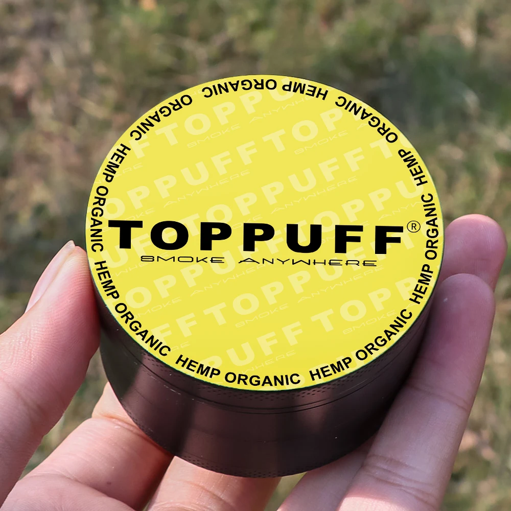 TOPPUFF 63MM 4 Piece Metal Tobacco Herb Grinder With Pollen Catcher Tray Razor-Sharp Teeth Zinc Alloy Smoking Grinders | Дом и сад